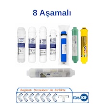 8 Aşamalı Kapalı Kasa Su Arıtma Filtre Seti Inline Filtre Ro Membran, Post Karbon, Mineral Filtre Tam Set -