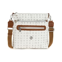 Bilik Deri Monogram Beyaz/taba Kadın Çapraz Askılı Çanta Mtş 269- 001
