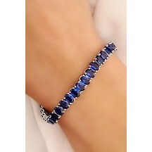 Sky Diamond Blue Creative Sapphire 925 Ayar Gümüş Lüks Bileklik N11.38675