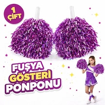 1 Çift 2 Adet Fuşya Renk 23 Nisan 19 Mayıs 29 Ekim Okul Gösteri Ponponları Ekstra Dolgun 5691 "