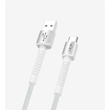 K552 Safe 3a Örgülü Metal Başlı Usb'den Type-c'ye Şarj Kablosu Beyaz