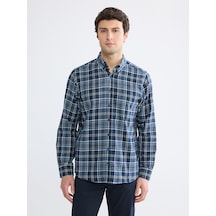 Lcwaıkıkı Classic Lacivert Regular Fit Ekose Desenli Gabardin Erkek Gömlek