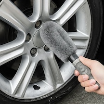 Gri Oto Jant Temizleme Fırçası - Ergonomik Saplı, Lastik Ve Jant Detay Temizliği İçin Güçlü Kıllı Fırça