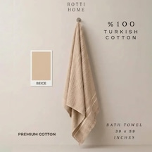 Botti Home %100 Pamuk Jakarlı Banyo Havlusu 100 X 150 Cm Çeyizlik Yumuşak Dokulu Havlu Bej