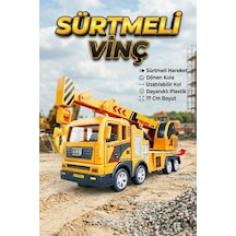 Oyuncak Vinç Sarı İnşaat Aracı Sürtmeli Hareketli Kule Ve Uzayan Kol 17 Cm İş Makinesi