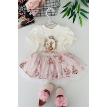 Miniğimin Cicileri Vintage Tavşan Detaylı Firfırlı Kız Bebek ... Ekru