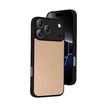 Newface Apple iPhone Uyumlu 17 Pro Max Aras Deri Kapak -  Pudra