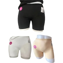Deza Lux Kadın Iz Yapmaz Dikişsiz Boxer 3'lü Paket Beyaz - Siyah - Ten