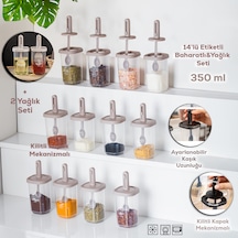 Porsima 1105 Kaşıklı 14'lü Baharatlık Seti Yağdanlıklı Cappuccino