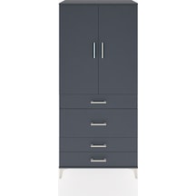 Hyperion Dolap Tek Raflı 4 Çekmeceli Tek Askılı 88x44x195 Ant... Antrasit