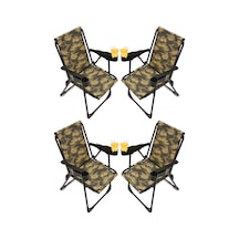 Silva 4 Adet Kamp Sandalyesi Bardaklıklı - Kamuflaj
