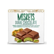Miskets Dubai Çıtır Kadayıflı Antep Fıstığı Dolgulu Sütlü Tablet Çikolata 200gr 36'li Paket