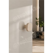 15 Adet - Açık Bej Oval Kare Kulp - Modern Ve Şık Dolap, Gardırop, Şifonyer, Komodin Ve Çekmece Kulpu Vida Dahil Sarı