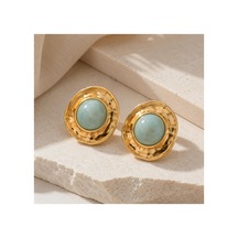 Gold Çerçeveli Su Yeşili Taş Detaylı Kadın Küpe Yeşil - 886705037 Yeşil - 886705037 Yeşil