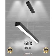 Lineer 120cm Siyah Kasa, Beyaz Işık Modern Sarkıt Led Avize Siyah