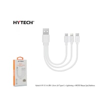 Hytech Hy-X116 3İn1 20Cm 3A Type-C+ Lightning + Micro Beyaz Şarj