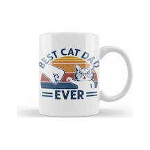 Vintage Best Cat Dad Ever Bump Fit Cat Dad Funny Fathers Day Kedi Kupa Bardak Porselen Karışık