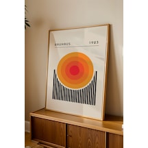 Bauhaus 1923 Turuncu Detaylı Dekoratif Poster Tablo Ahşap Çerçeveli