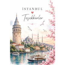 Istanbul Temalı Thank You Kartı 8x5 Cm Sipariş Teşekkür Kartı Paket Içi Not Kartı 100 Adet