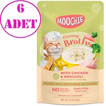 Moochie Parça Tavuk Etli Brokolili Tahılsız Kedi Çorbası 6 x 40 G