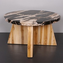 Nurıa Fosil Ağaç & Teak Sehpa 60x37x60 Cm Bej