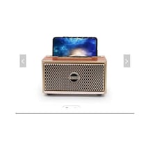 Ahşap 10w Telefon Standlı Süper Baslı Bluetooth Hoparlör Ahşap Rengi - 622847007