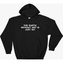 The Earth Without Art Baskılı Kapşonlu Sweatshirt Siyah