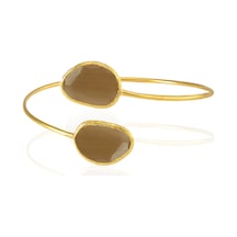 Kadir Jewellery 22 Ayar Altın Kaplama Zirkon Taşlı Ayarlanabilir Trend Bilezik Kahverengi