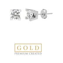 So Chic Beyaz Altın Sertifikalı Premium Created Taşlı Altın Tektaş Küpe