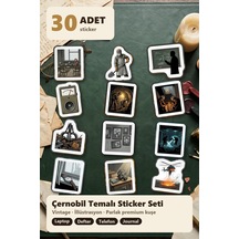 Resimli İllüstrasyon Çernobil Sticker Seti 30 Adet - Retro Temalı Laptop Defter Telefon