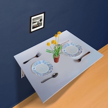 Duvara Monte Katlanır Mdf Masa 60 X 45 Cm Demir Ayaklı Katlanır Sehpa Tlpm02m 001