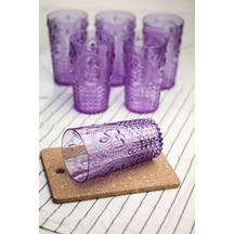 Akrilik Mor 6'lı Uzun Bardak & Su Meşrubat Bardağı 750 Ml Büyük Boy & Cam Değildir Diğer