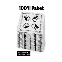 Herşeynota 100 Lü Atatürk Baskılı 52x52 Cm %100 Pamuk Fular Bandana Seti Okul Tören Etkinlik Çok Renkli