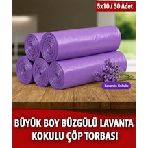 50 Adet Lavanta Kokulu Büzgülü Büyük Boy Çöp Torbası 65x70