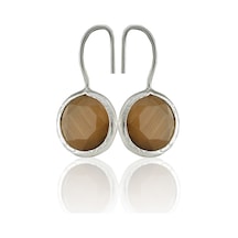 Kadir Jewellery Gümüş Kaplama Kadın Taşlı Küpe -el İşçiliği Ve Hipoalerjenik Küpe Kahverengi 08099778
