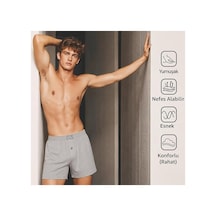Anthony Jackson %100 Pamuk 3'lü Kutu Premium Havlu Bel Erkek Boxer Domenico Gri - Antrasit - Siyah