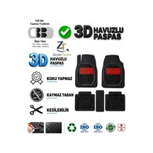 Citroen C4 Hb 2004 Uyumlu 3 Cm Havuzlu 5 Parça 3d Universal Oto Paspas Siyah-kırmızı