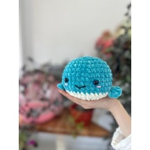 Amigurumi Kadife Mavi Yavru Balina Oyuncağı