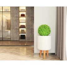 Nuano Consept İntens Ayaklı Serisi Yuvarlak Saksı Beyaz 25x50