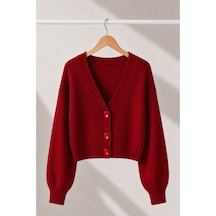 Flex Fashıon Kadın Trend Crop Popüler Örgülü Kısa Triko Hırka Bordo - 736030025 Bordo - 736030025 Bordo