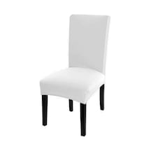 Jms Beyaz Katı Renk Sandalye Kapak Spandex Streç
