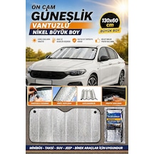 Oto Ön Cam Güneşlik 130x60 Cm Vantuzlu Nikel Araç Güneşliği
