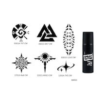 Airbrush Tattoo Aztek + Maori  Şablon + Siyah Sprey Geçici Dövme Seti 6'lı