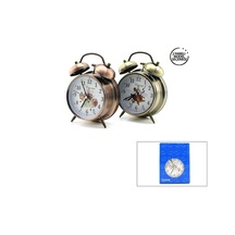 Twın Bell Alarm Clock Yuvarlak Masa Çalar Saat Metal Kasa Eskitme Desenli Pilli - Işıklı Çap: 10cm Bgc-52 Herhangi Bir Renk Gönderilir 4915 Diğer