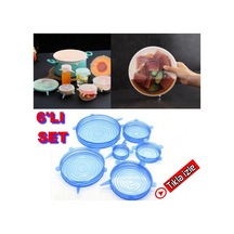 Tazeliğini Koruyan 6 Boy Silikon Streç Saklama Kabı Kapağı