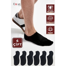 Kral Socks Düz Desen Sneakers Pamuklu Terletmez Unisex Çorap 6 Çift - Siyah