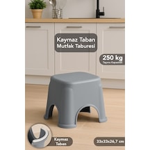 Kaymaz Banyo Taburesi - Kaydırmaz Tabanlı Çok Amaçlı Tabure 250 Kg Taşıma Kapasiteli Gri