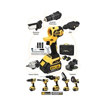 Assur 5 Başlıklı Set 21 Çift Akülü Vidalama + Budama Testeresi + Taşlama + Tilki Kuyruğu + Somun Sıkma - 2809