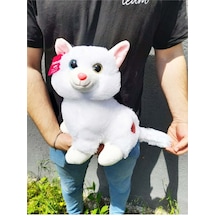 Sevimli Tatlı Peluş Kedi Büyük Boy Beyaz
