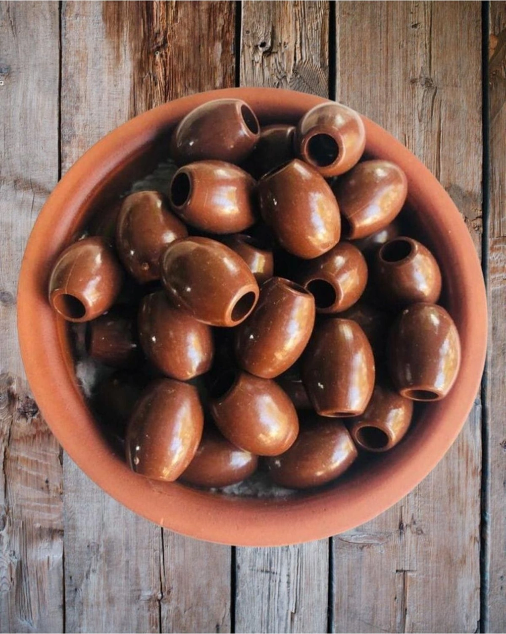 20 Adet Kahverengi Zeytin Boncuk - Dekor Boncuğu - Makrome Boncuk
